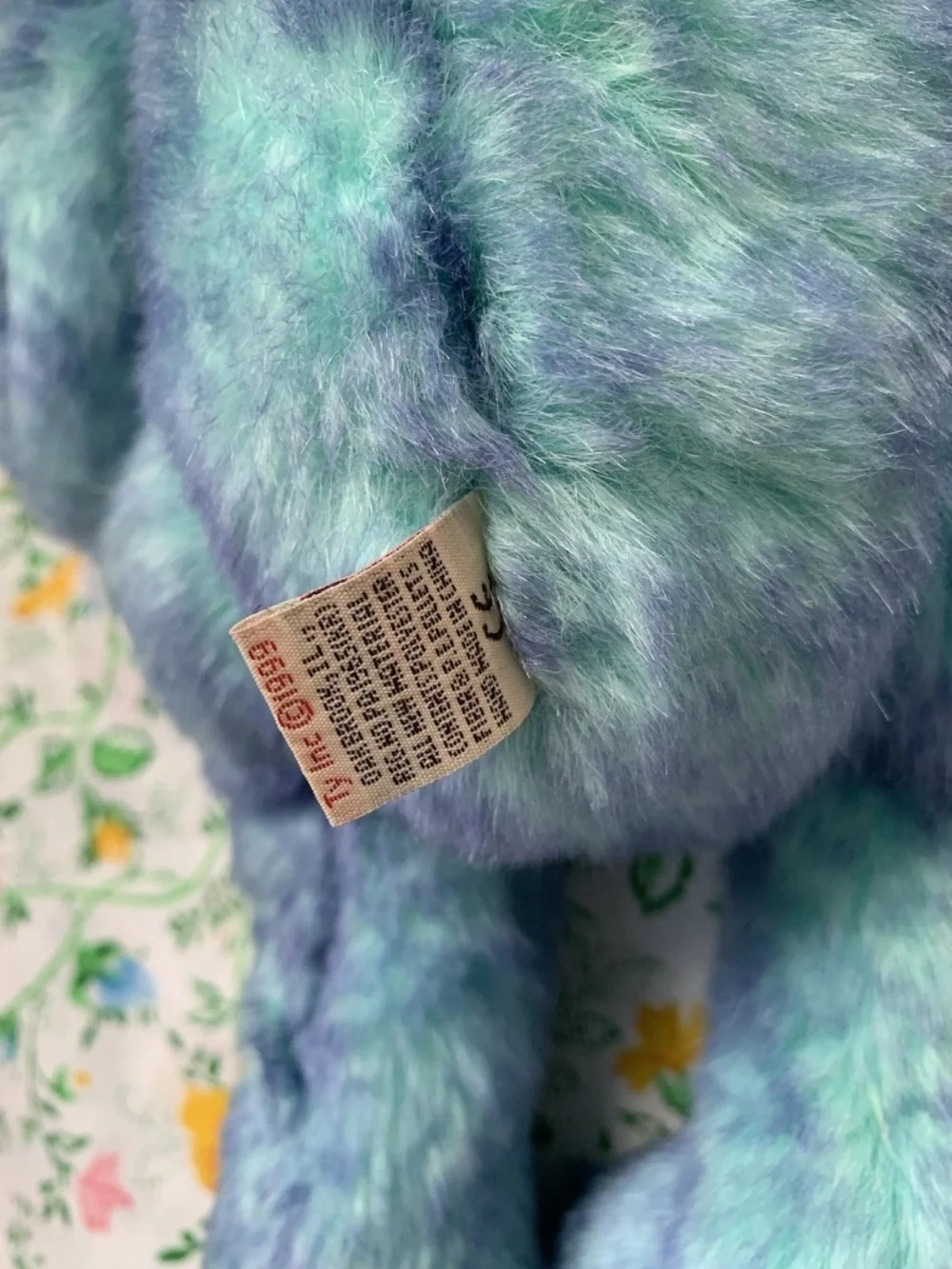 Vintage 1999 Ty Classic Bluebeary bear Plush Weighted Floppy 15” Purple Bow
